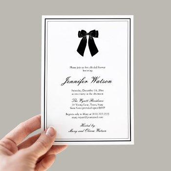 chic bow black and white old money bridal shower invitation