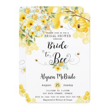 chic bride to bee yellow floral bridal shower invitation