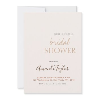 chic calligraphy minimalist bridal shower invitation