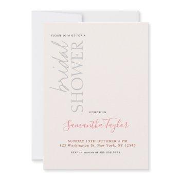 chic calligraphy minimalist bridal shower invitation