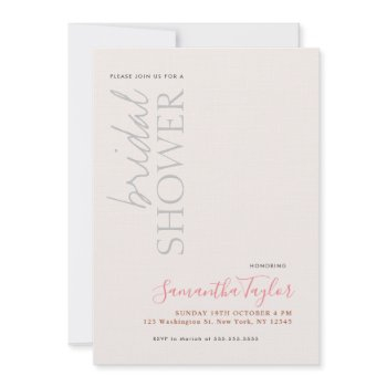 chic calligraphy minimalist bridal shower linen invitation