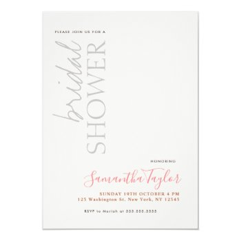 Chic Calligraphy Minimalist Bridal Shower Linen Invitation Front View