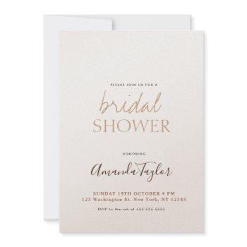 chic champagne color minimalist bridal shower invitation