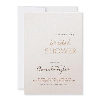 chic champagne color minimalist bridal shower invitation