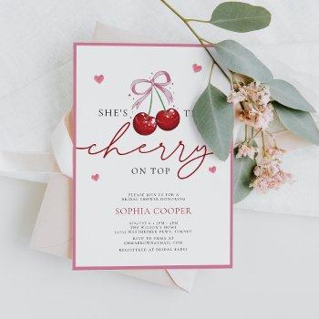 chic coquette cherry on top bridal shower invitation