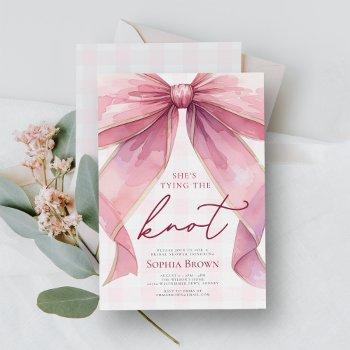 chic coquette pink bow bridal shower invitation