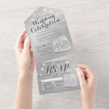 chic couple mason jar lavender silver wedding rsvp all in one invitation