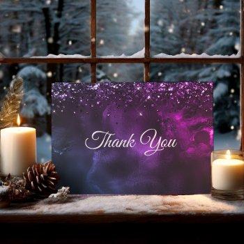 chic elegant blue purple marble art  thank you card