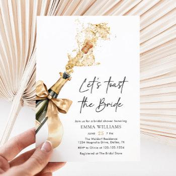 chic elegant champagne let's toast bridal shower invitation