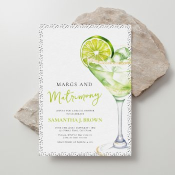 chic elegant margs and matrimony bridal shower invitation