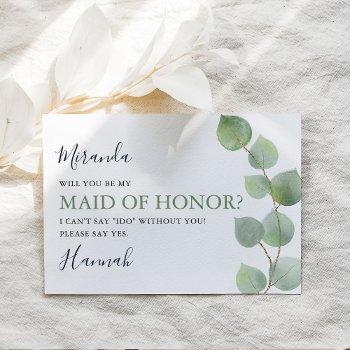 chic eucalyptus will you be my maid of honor?