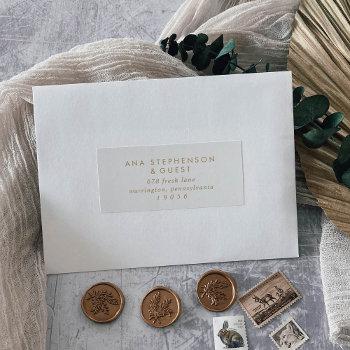 chic gold typography wedding guest address labels