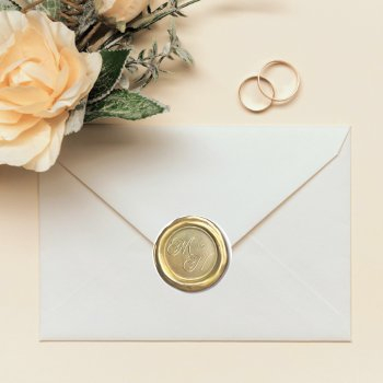    chic gold vintage initials custom wedding favor classic round sticker