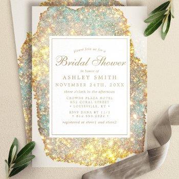 chic iridescent glitter bridal shower invitation