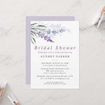 chic lavender floral watercolor bridal shower invitation