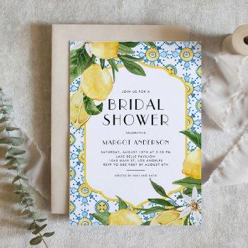 chic lemon mediterranean summer bridal shower invitation