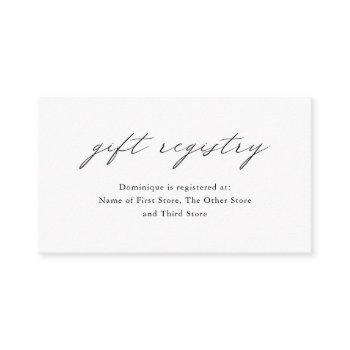 chic minimalist elegant simple gift registry enclosure card
