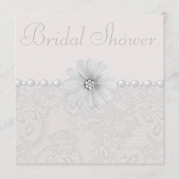 chic paisley lace, flowers & pearls bridal shower invitation