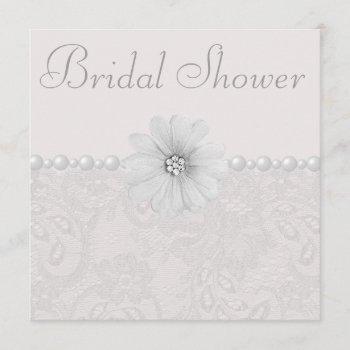 chic paisley lace, flowers & pearls bridal shower invitation