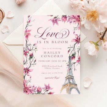 chic paris cherry blossom pink bridal shower invitation