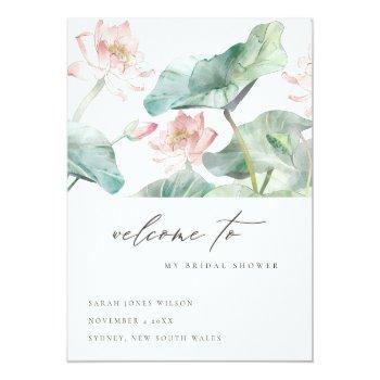 Chic Pastel Blush Waterlily Bridal Shower Welcome Foam Board Front View