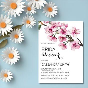 chic pink cherry blossom floral bridal shower  invitation