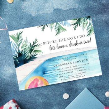 chic pool party bridal shower have a drink invitation