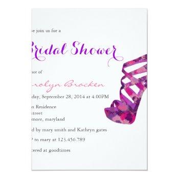 Chic Purple High Heels Bridal Shower Invite Front View