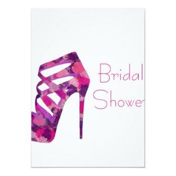 Chic Purple High Heels Bridal Shower Invite Front View