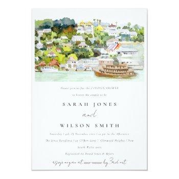 Chic River Cruise Country Landscape Couples Shower Invitation Front View