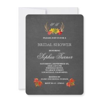 chic rustic antlers fall boho bridal shower invite