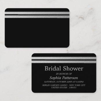 chic silver foil stripes bridal shower ticket