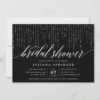 chic string lights bridal shower invitation