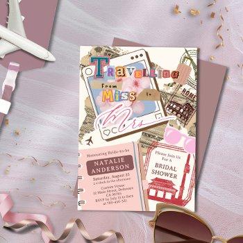 chic travelling from miss to mrs bridal shower invitation