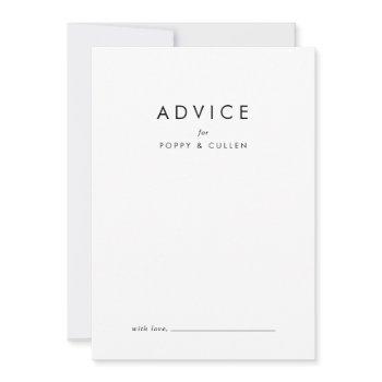 chic typography wedding advice card