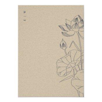 Chic Waterlily Floral Sketch Bridal Shower Invite Front View