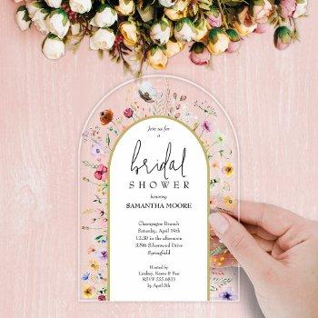 chic wildflower bridal shower arch-top acrylic invitations