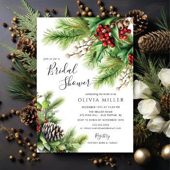 christmas evergreens bridal shower  invitation