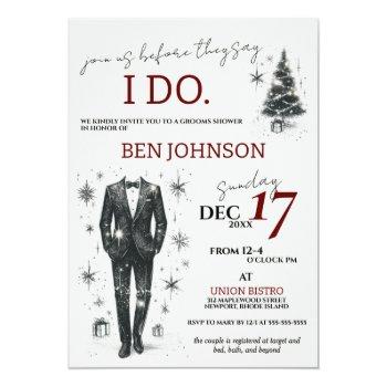 Christmas Grooms Shower Invitation Front View