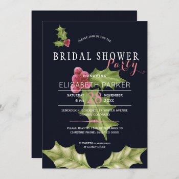 christmas holly berries winter bridal shower party invitation