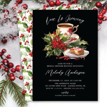christmas love is brewing bridal shower invitation