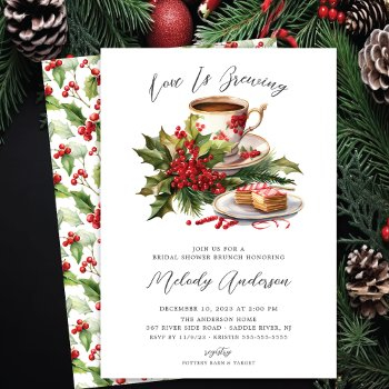 christmas love is brewing bridal shower invitation