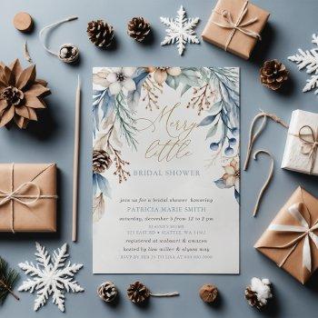 christmas winter floral merry little bridal shower invitation