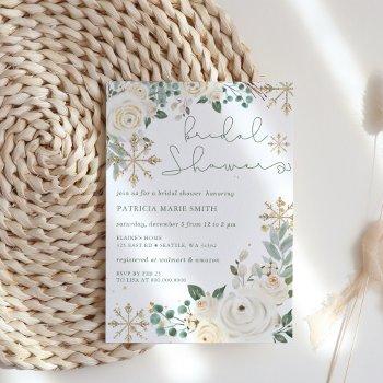 christmas winter snowflake floral bridal shower invitation