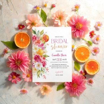 citrus bridal shower, bright floral mediterranean invitation