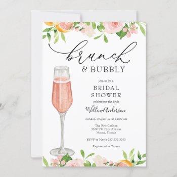citrus brunch and bubbly bridal shower invitation