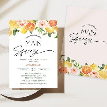 citrus lemon orange floral bridal shower invitation