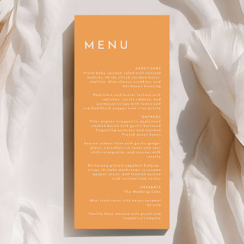 citrus minimalist orange wedding flat menu