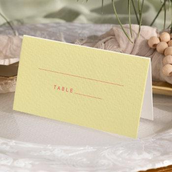 citrus minimalist yellow wedding folded place card