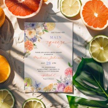 citrus she found her main squeeze bridal shower invitation